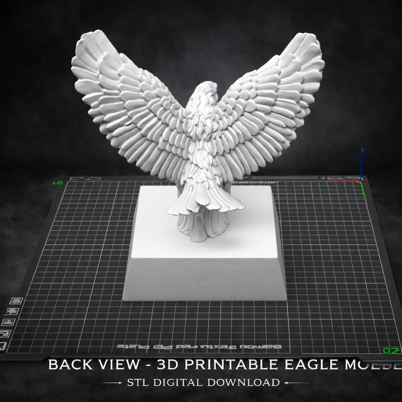 Eagle Statue STL – 3D Printable Bust Sculpture – Detailed Resin Model – Wildlife Home Decor File image 3