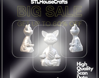 Yoga Cat 3D Print File: Home Decor STL Figure (Digital Download)