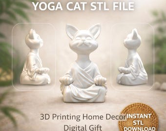 Yoga Cat STL – Meditation Home Decor Model (Digital Download)
