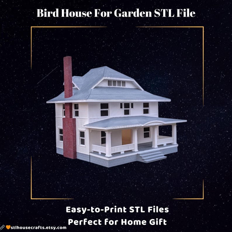 Farmhouse STL File 3D Printable Miniature Birdhouse (digital Download