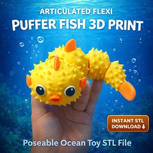 Poisson-globe articulé 3D – Jouet océanique flexible (téléchargement numérique)
