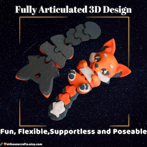 Flexi Fox STL | Articulated Fox 3D Print Model | Flexible Animal Toy | Supportless Desk Pet | Cute Poseable Fox Keychain STL