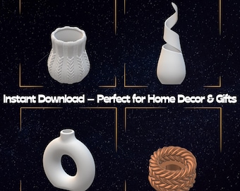 3D Printable Vase STL Bundle: Modern Artistic Home Decor (20 Models) (PDF Guide Included