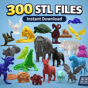 300 Tier STL Dateien - Safari, Zoo & Dschungel 3D Druck Modelle (Digitaler Download) Bild 1
