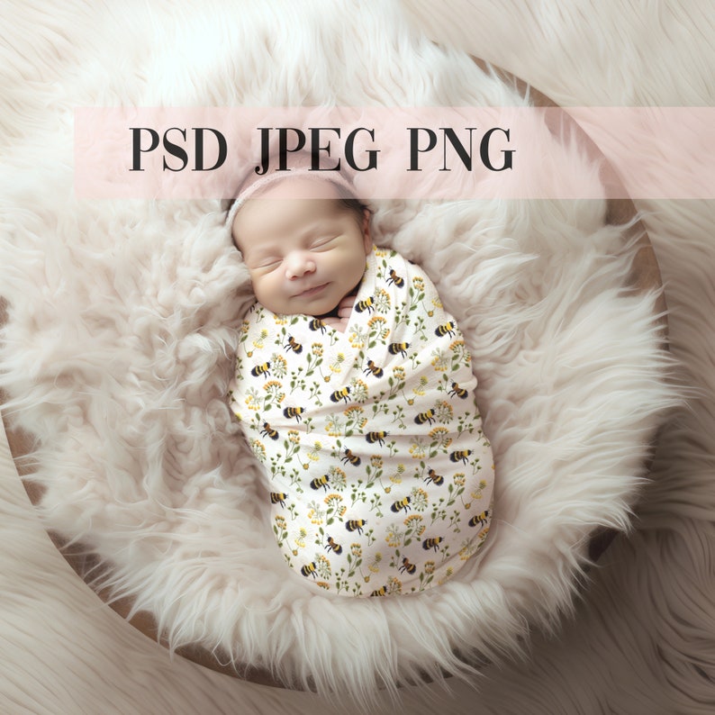 PSD Baby Swaddle Blanket Mockup, PSD Smart Object, Swaddle Mockup