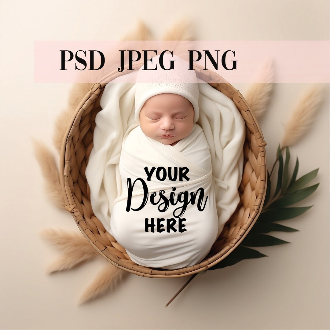 PSD Baby Swaddle Blanket Mockup, PSD Smart Object, Swaddle Mockup