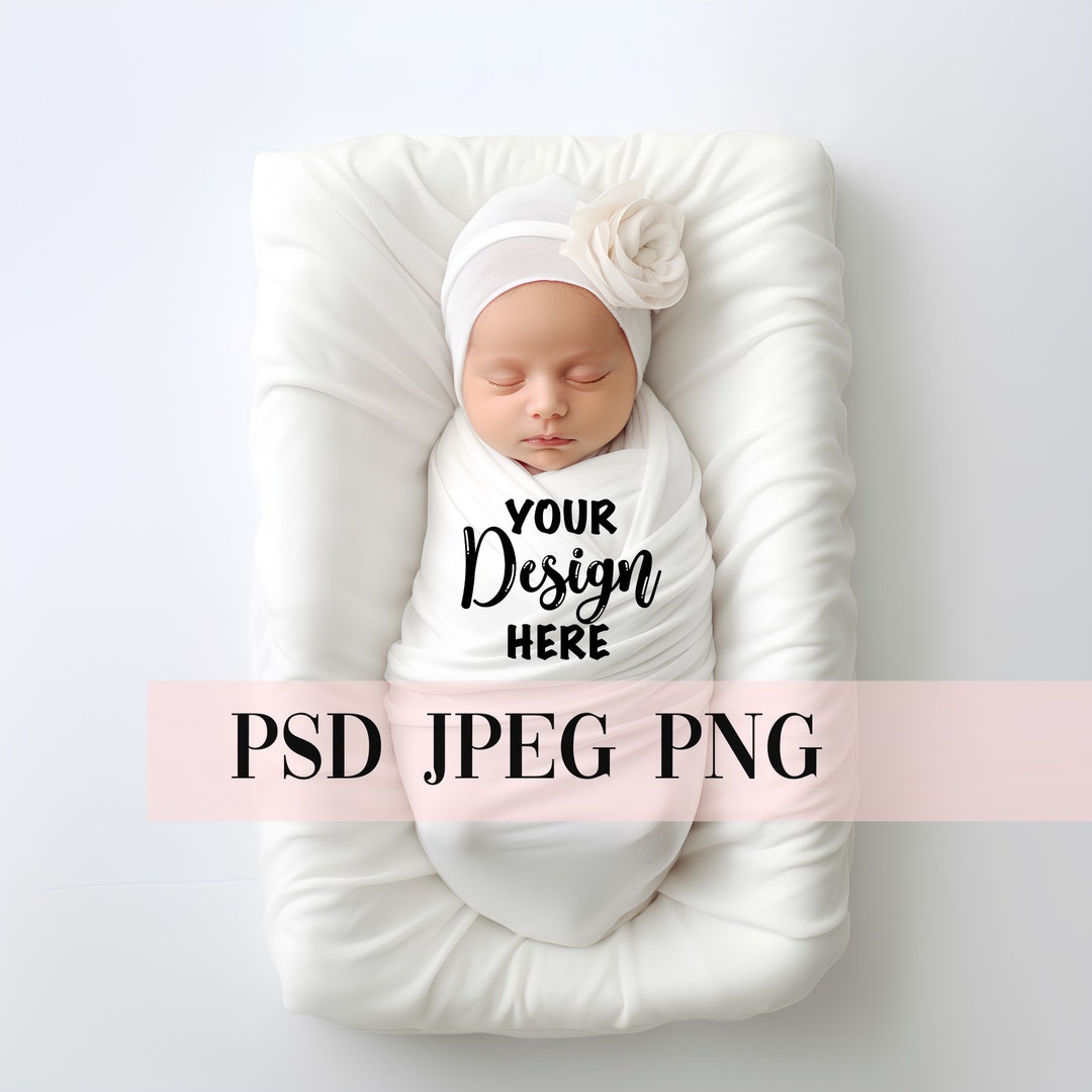 PSD Baby Swaddle Blanket Mockup, PSD Smart Object, Swaddle Mockup