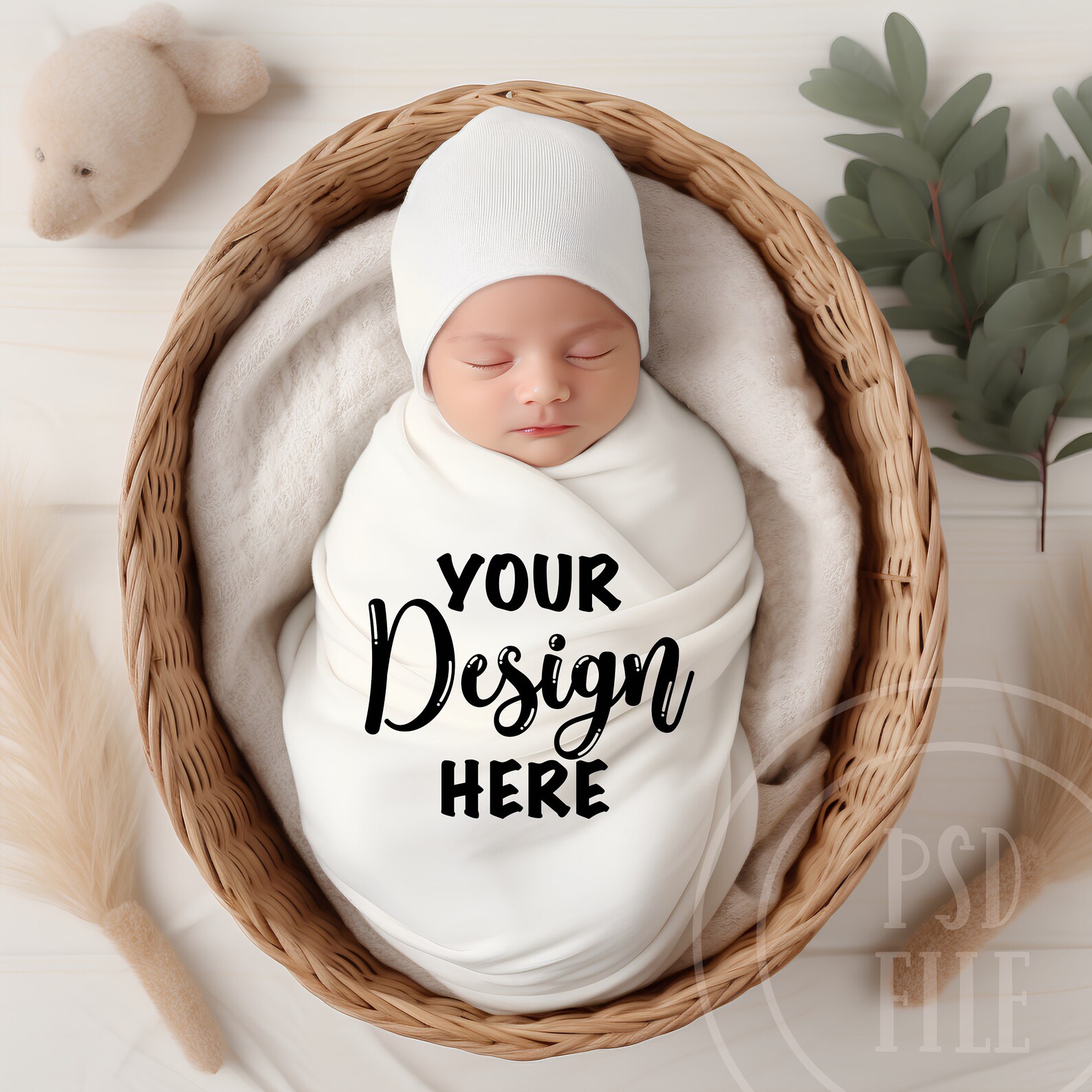 PSD Baby Swaddle Blanket Mockup, PSD Smart Object, Swaddle Mockup