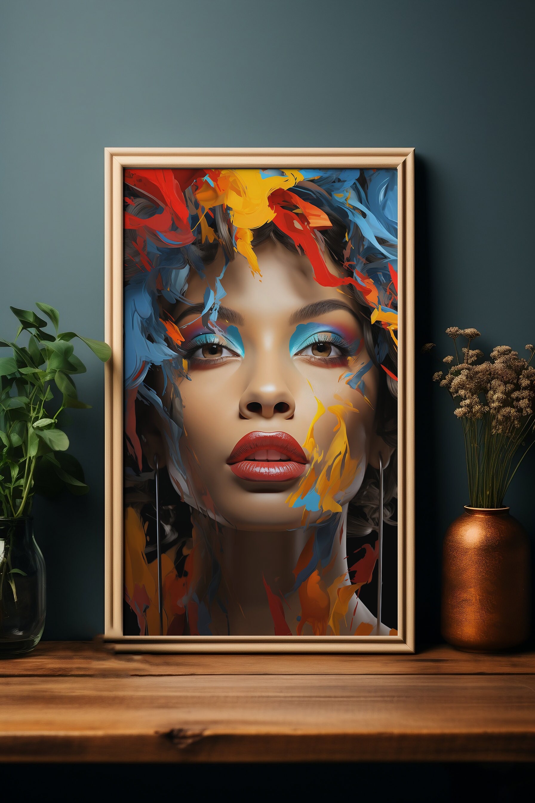 Colorful Woman Portrait Woman Face Wall Art Print Girl Poster Home ...