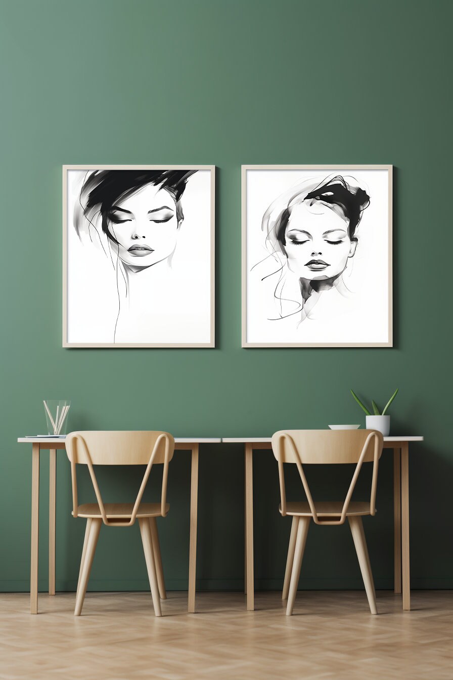 Wall Art Set of 2, Abstract Boho Art Set of 2 Prints, Mid Century ...