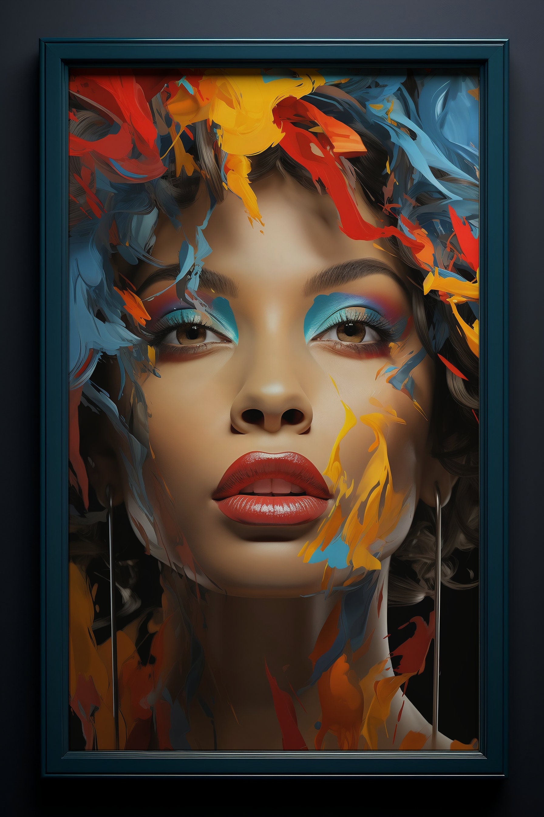 Colorful Woman Portrait Woman Face Wall Art Print Girl Poster Home ...