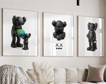 Minimalist Hypebeast Poster, Set Of 3, Printable KAWS Poster, Hypebeast Toys, Digital Download