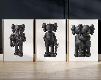 Minimalist Hypebeast Poster, Hypebeast Toys, Printable KAWS Poster, Set Of 3, Digital Download
