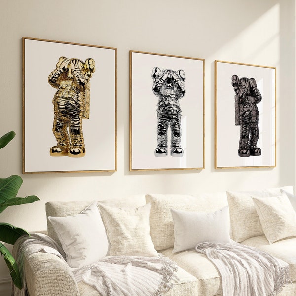 Kaws Gold Wall Art Etsy