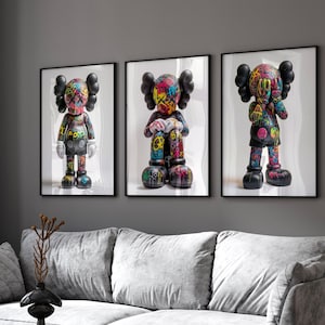 KAWS Poster Set of 3, Printables Minimalist Hypebeast Kaws