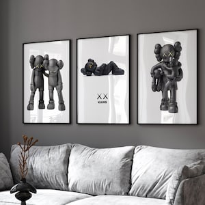 KAWS Poster Set von 3, Printables Minimalistische Hypebeast Kaws Figur Poster, Kaws Poster Druck, Kaws Wandkunst, Graffiti Kaws, digitaler Download