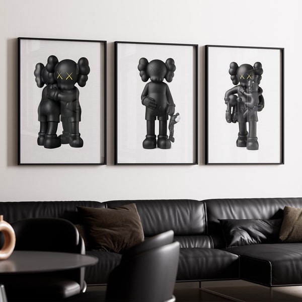 KAWS Poster Set of 3, Printables Minimalist Hypebeast Kaws Figure Poster, Kaws Poster Print, Kaws Wall Art, Graffiti Kaws, Digital Download