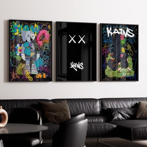 KAWS Poster Set of 3, Printables Minimalist Hypebeast Kaws Figure Poster, Kaws Poster Print, Kaws Wall Art, Graffiti Kaws, Digital Download