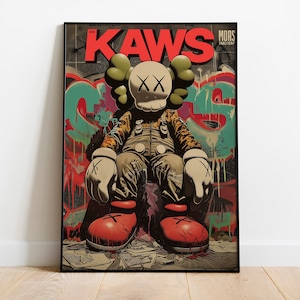 Kaws poster print, Sneaker, Kaws wall art, Minimalist Hypebeast Kaws Sneaker Figure, Hypebeast Room Decor, Graffiti, Digital Download