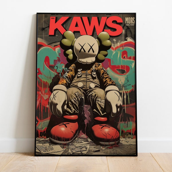 Kaws poster print, Sneaker, Kaws wall art, Minimalist Hypebeast Kaws Sneaker Figure, Hypebeast Room Decor, Graffiti, Digital Download