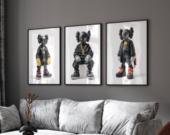 Graffiti Hypebeast Poster, Printable KAWS Graffiti Poster, Hypebeast Sneaker, Hypebeast Toys, Sneaker Prints, Set Of 3, Digital Download