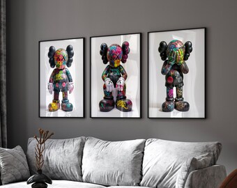 Graffiti Hypebeast Poster, Hypebeast Sneaker, Hypebeast Toys, Printable KAWS Graffiti Poster, Set Of 3, Sneaker Prints, Digital Download