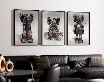 Printable Kaws Poster Set: Graffiti Hypebeast Figure Wall Art (Digital Download)