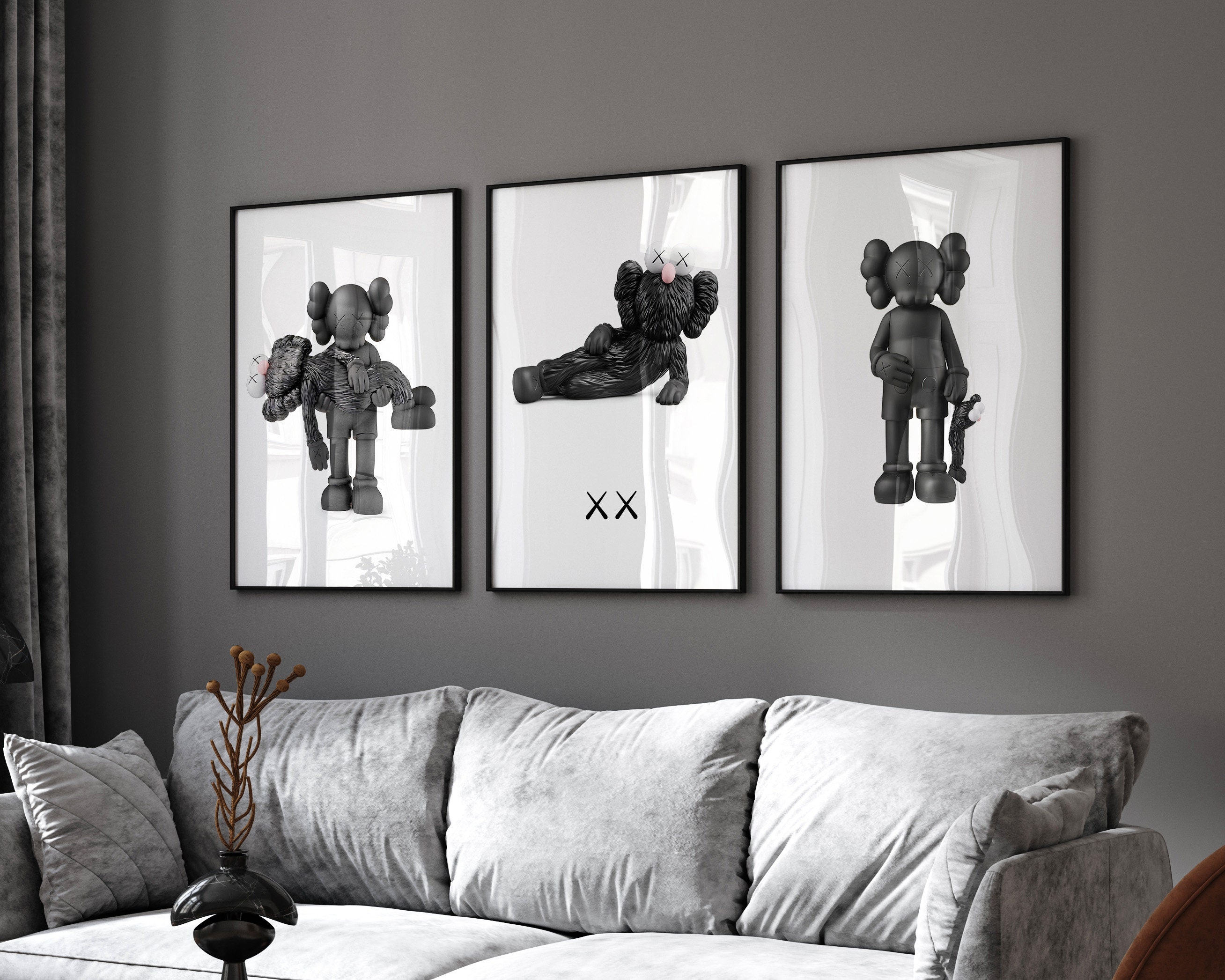KAWS Poster Set of 3, Printables Minimalist Hypebeast Kaws Figure ...