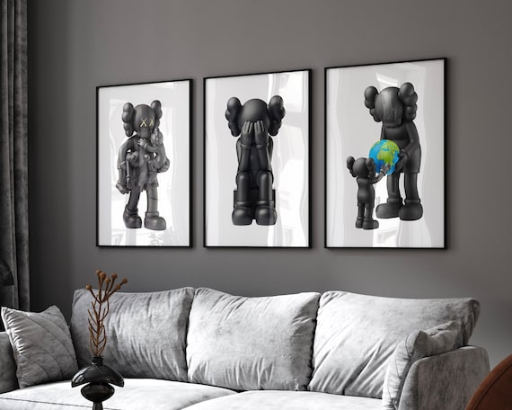 Printable Kaws Poster Set: Black With Planet Earth Hypebeast