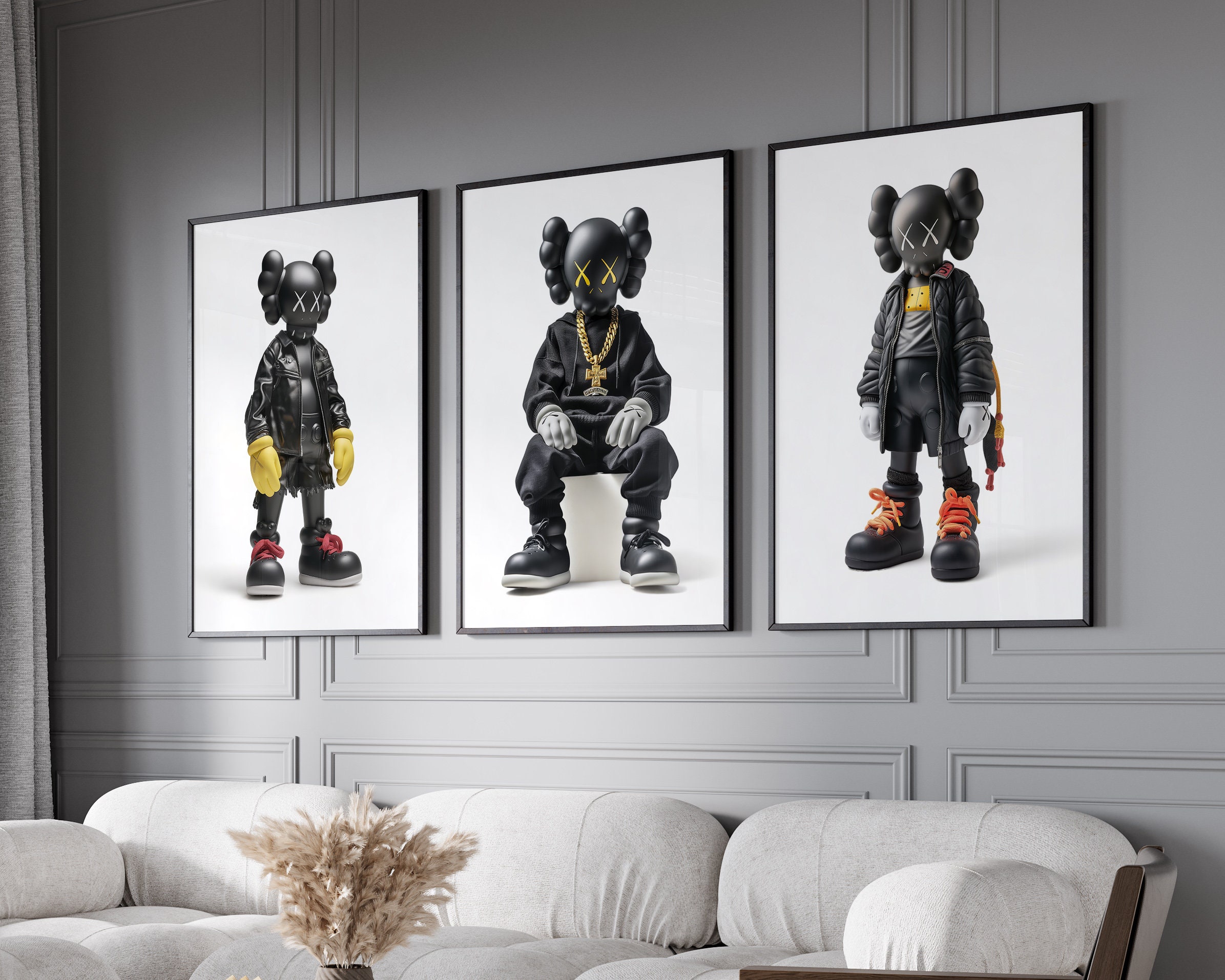 本命ギフト KAWS Poster Set of 3, Printables Minimalist Hypebeast Kaws 絵画