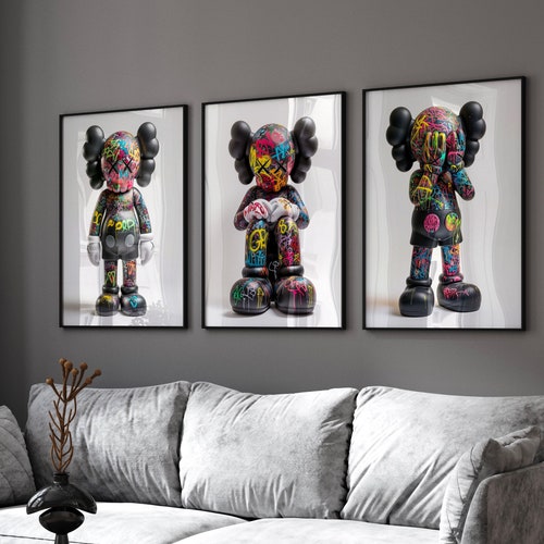 Printable Kaws Poster Set: Black With Planet Earth Hypebeast