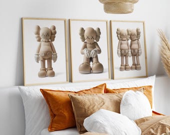 Printable Kaws Poster Set: Beige Hypebeast Figure Wall Art (Digital Download)