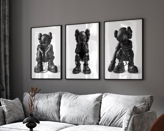 Printable Kaws Poster Set: Black Graffiti Hiphop Style Hypebeast