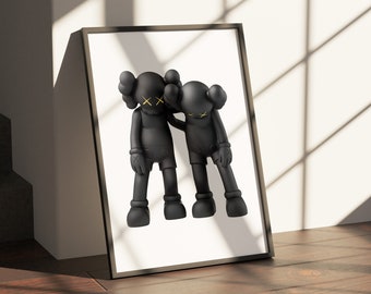 Printable Kaws Poster Set: Black Family Hypebeast Figure Wall Art