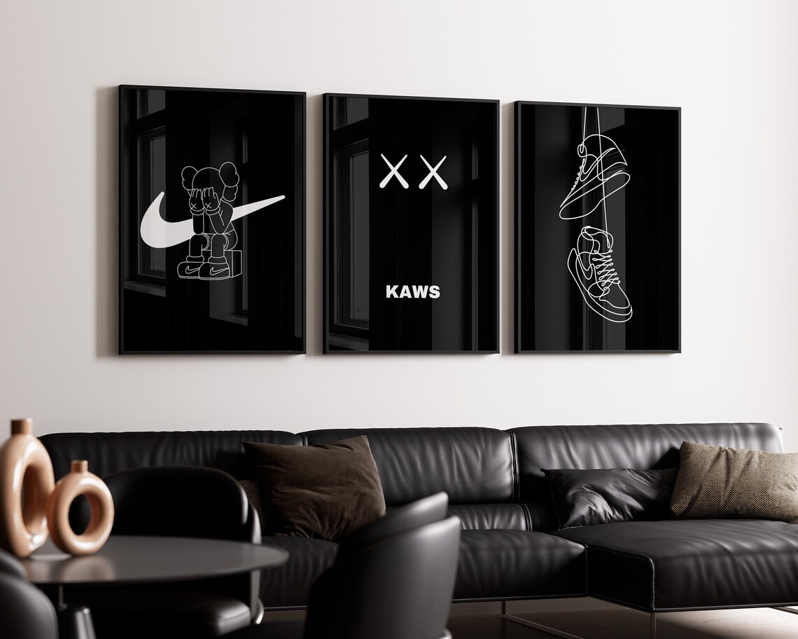 KAWS Poster Set of 3, Printables Minimalist Hypebeast Kaws Figure