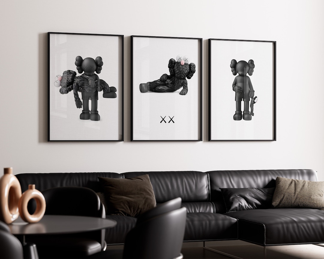 KAWS Poster Set of 3, Printables Minimalist Hypebeast Kaws Figure