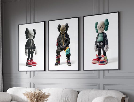Kaws Poster Set of 3, Printables Minimalist Hypebeast Kaws