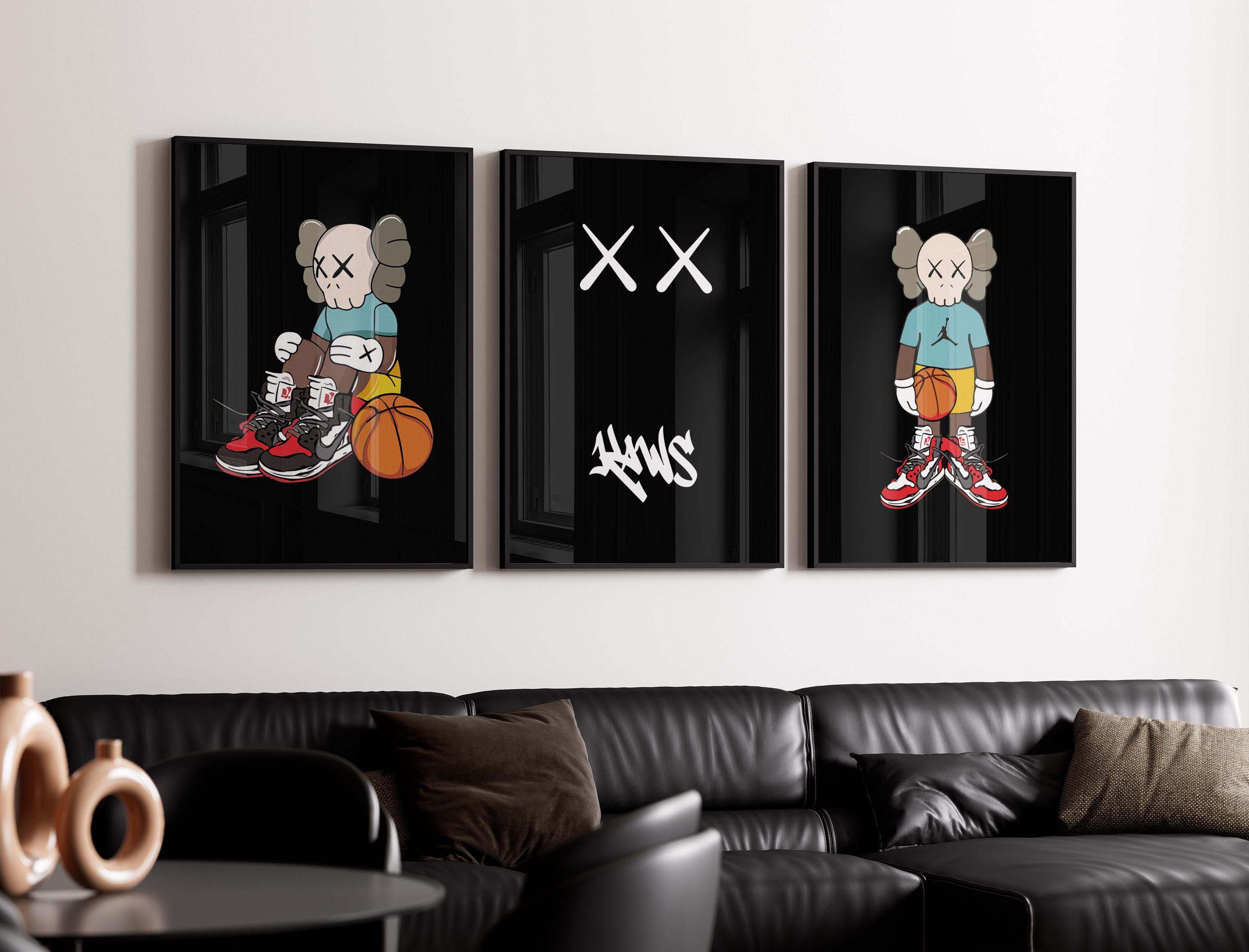 Kaws poster, Kaws print, Kaws wall art, Kaws poster set of 3, Kaws art, Hypebeast decor, Basketball Kaws, Kaws gift poster digital download