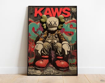 Kaws poster, Kaws print, Kaws wall art, Hypebeast, Kaws gift, graffiti, graffiti kaws poster, graffiti kaws art, digital download