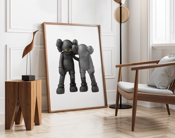 Printable Kaws Poster Set: Black Family Hypebeast Figure Wall Art
