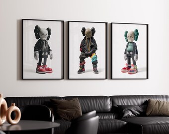 Kaws Poster Set of 3, Printables Minimalist Hypebeast Kaws
