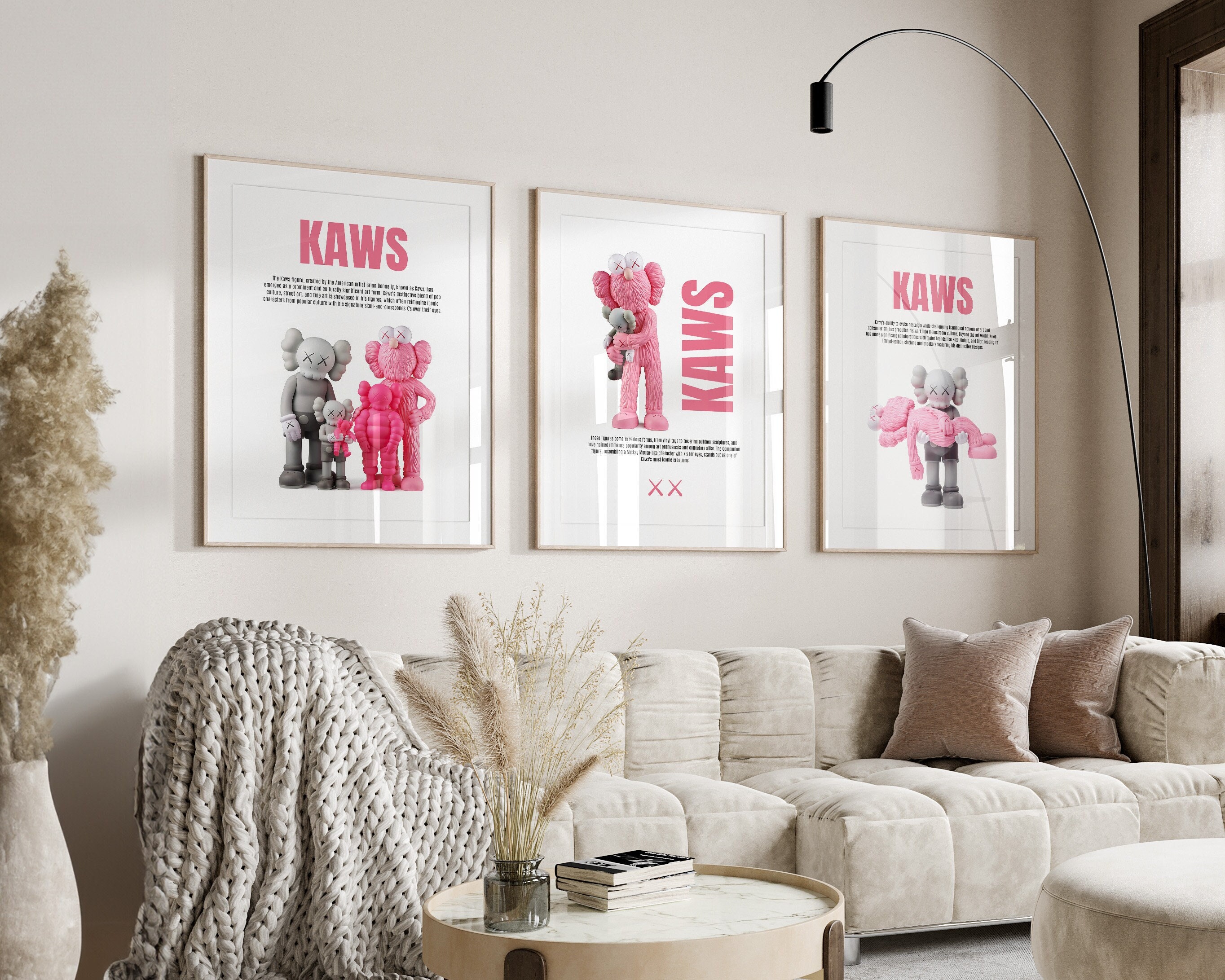 Kaws Wall Art Set of 3 - Etsy