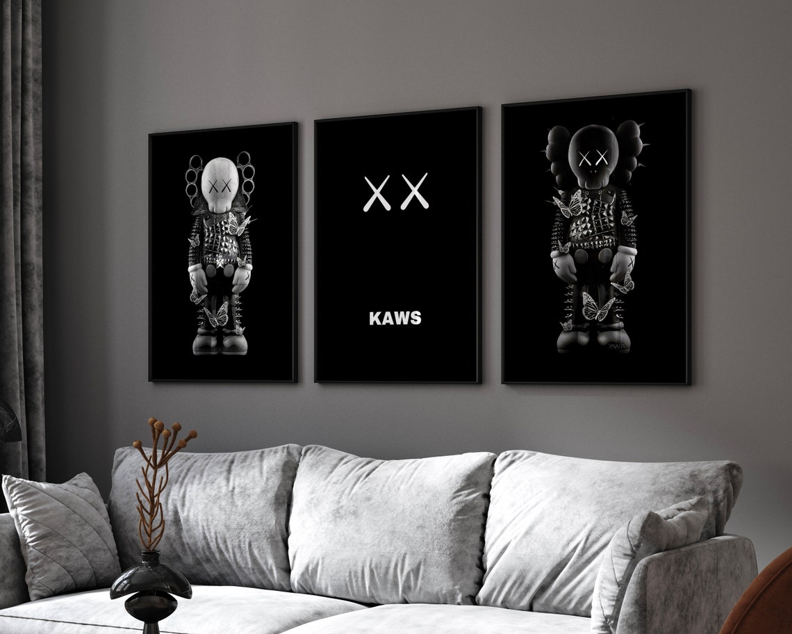 KAWS Poster Set of 3, Printables Minimalist Hypebeast Kaws Figure