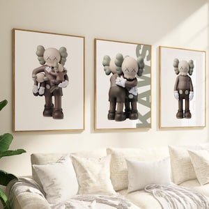 Cartel de Kaws, impresión de Kaws, arte de pared de Kaws, conjunto de carteles de Kaws de 3 arte de Kaws, decoración de Hypebeast, Kaws verde marrón, cartel de regalo de Kaws, descarga digital