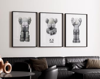 Sneaker Prints, KAWS Poster Gray, Hypebeast Sneaker, Hypebeast Toys, Hypebeast Poster, Set Of 3, Printable Graffiti Print, Digital Download