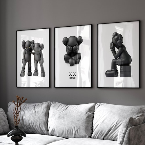 KAWS NWS 限定　ポスター2種セット Printable Kaws Poster Set: Black Family Hypebeast Figure Wall Art