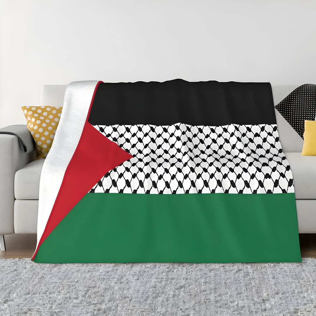 Palestine Keffiyeh Flag Blanket Summer Flannel, Palestine Throw, Long