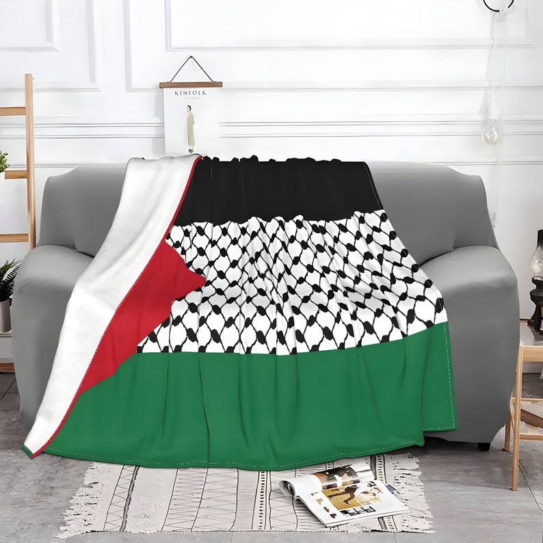 Palestine Keffiyeh Flag Blanket Summer Flannel, Palestine Throw, Long