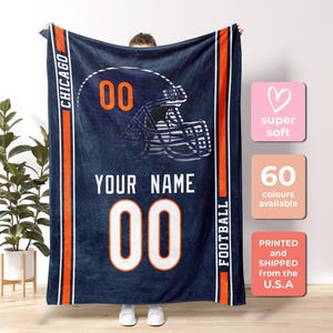 Chicago Football Personalized Blanket,Retro Chicago Bear Football Blanket , Chicago Bear Fan Gift , Sunday Football FVG12