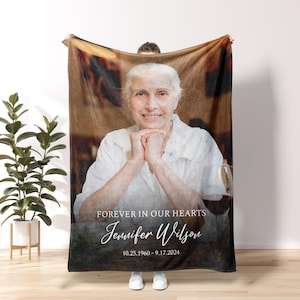 Personalized Memorial Blankets With Pictures, Memorial Gifts Loss of Father Blankets, Hug From Heaven Gifts In Loving Memory Blankets ME20